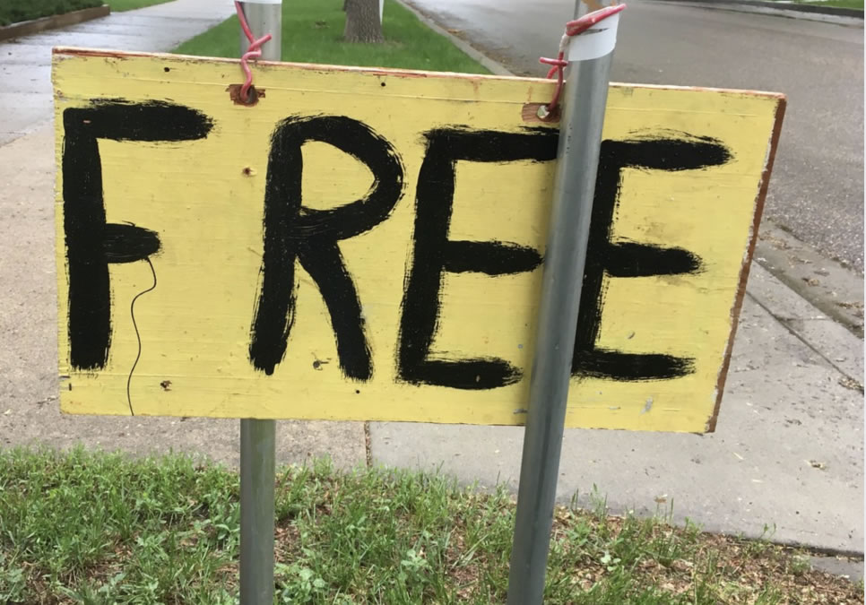 Sign that reads "Free"